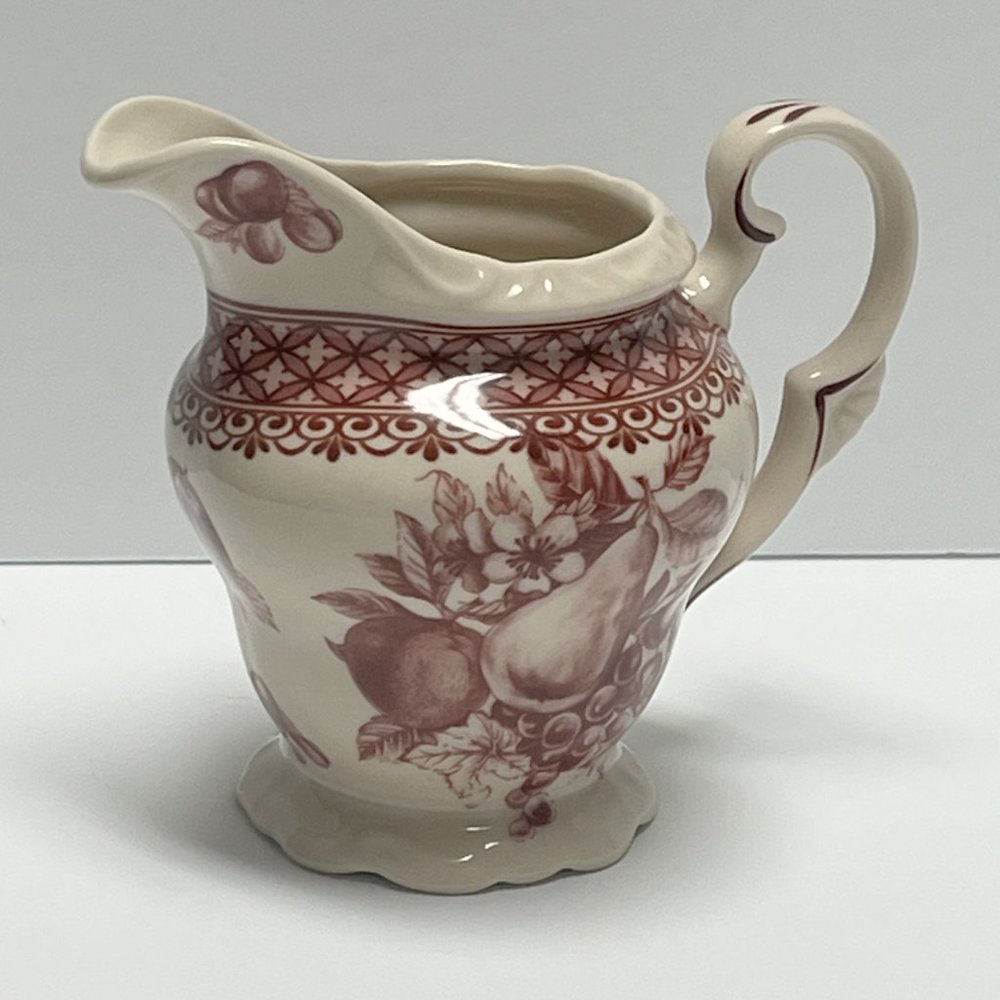 Vintage Creamer, Antique Reflections by J. Godinger, Burgundy/Cream Fruit Theme